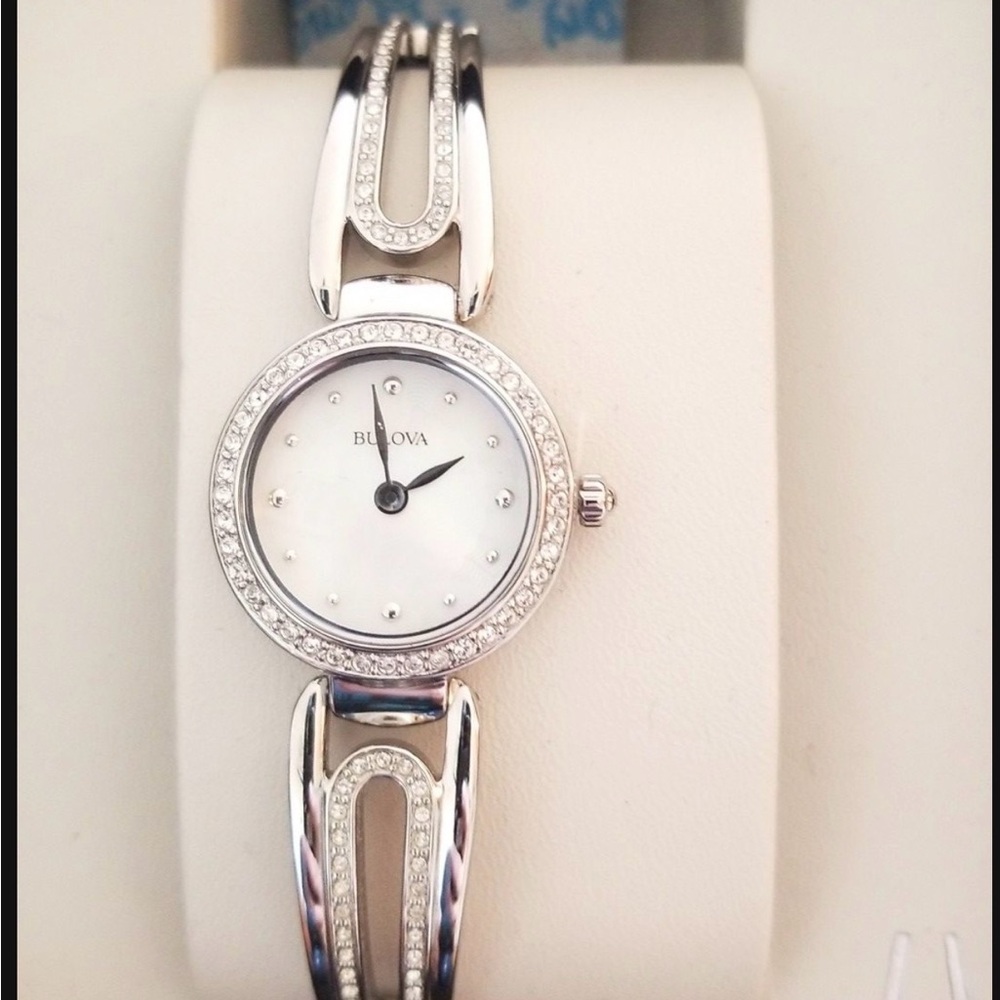 Bulova Women's Silver and White Watch